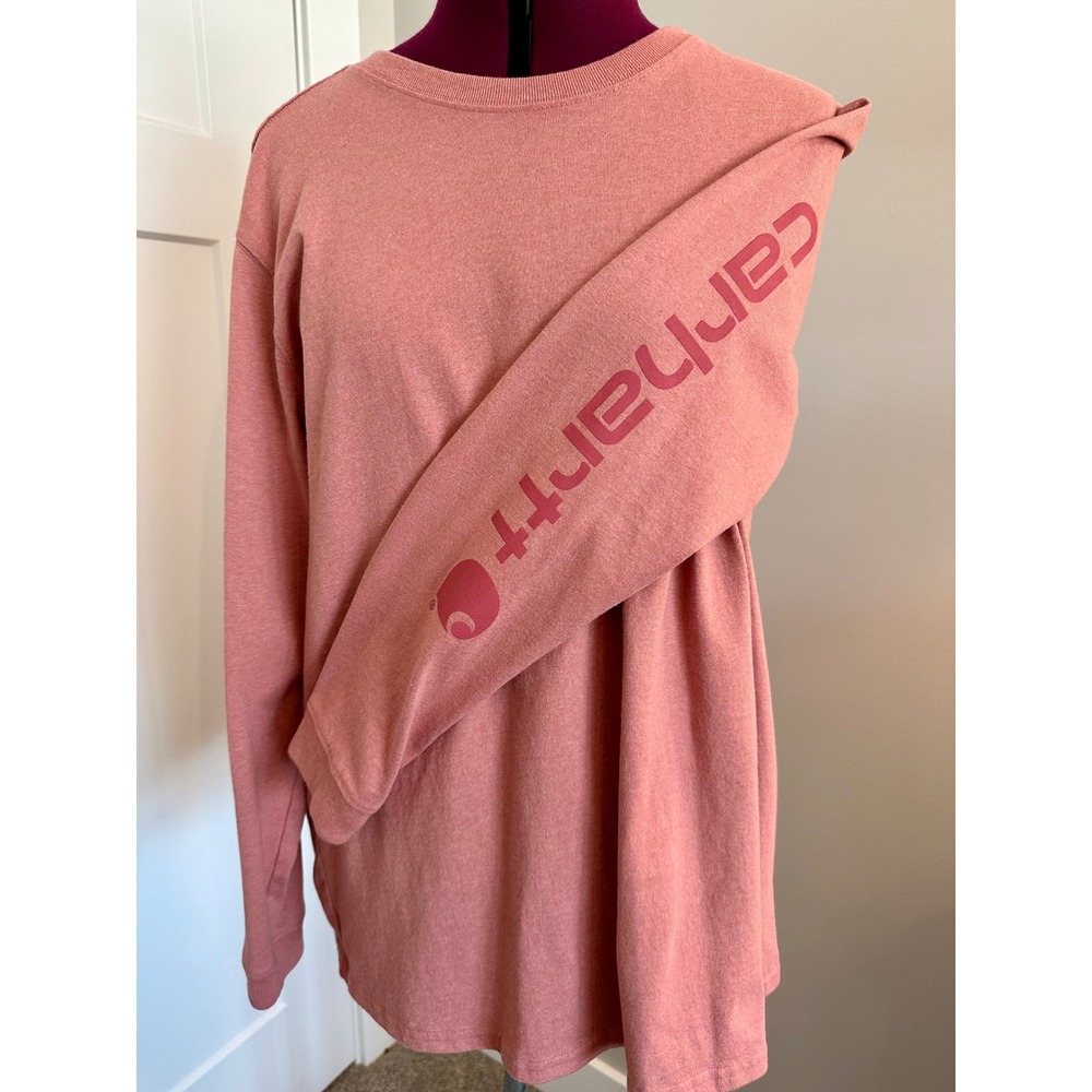 Carhartt Womens Loose Fit Long Sleeve Logo T-Shirt XL Peach TK0231-W